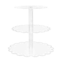 Round Acrylic Cupcake Stand Reusable Transparent for Wedding Seminar Party - 3 Ties