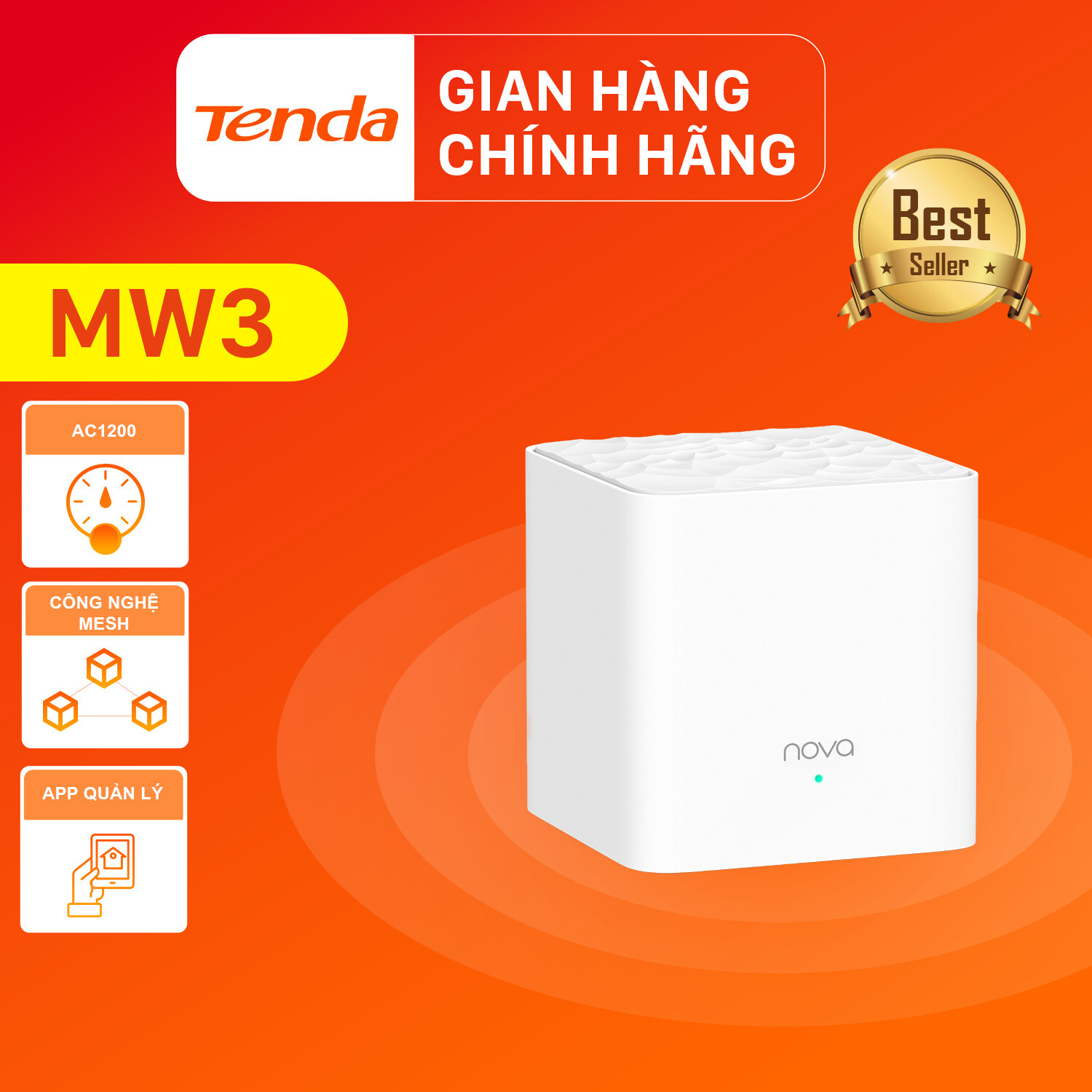 Router - Bộ phát wifi Mesh Tenda Nova MW3 - 1 pack