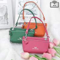 Royal Bagger Da Thật Chính Hãng RFID Ly Hợp Tiền Xu Ví Nữ Di Động Mini Túi Bảo Quản Thời Trang Dây Kéo Thay Đổi Túi 2800