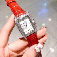 Royal Crown Mặt Chữ Nhật |Nữ Giới |Đính Đá |Dây Da Đỏ |Máy Pin (Quartz) |Size 30x34mm