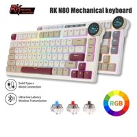 Royal Kludge RK N80 Kích thước 80% Pearly Dawn Cấu hình thấp Tri-Mode RGB Có dây Bluetooth 2.4G Không dây với màn hình TFT Bàn phím cơ