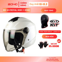 Royal XH01 - Mũ Bảo Hiểm 3/4 Có Kính Màu Trắng Bóng , Bảo Hành 12Th Chính Hãng, An Toàn, Giá Ưu Đãi - BOHO Shop