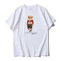 Rr-l Mới Hoạt Hình Nam Nữ Cotton Nguyên Chất Áo Thun Gấu Bông Tay Ngắn In Hình Hợp Thời Trang Cổ Tròn Áo Thun