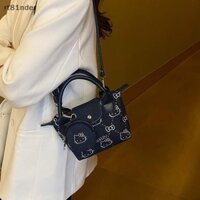 Rt Túi xách Hello Kitty Denim W / Ví đựng tiền xu Sanrio KT Cat In Túi đeo chéo Túi Tote Dung tích lớn Túi lưu trữ Cô gái Quà tặng n