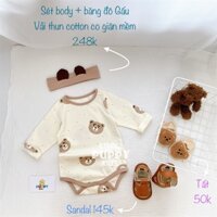 (RTD021) (7-10kg) Set body + Băng đô Gấu, Thu Đông, trẻ em (Puppy Kids)