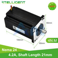 Rteligent động cơ Bước Nema 24 NEMA 23 4n.m40 kg.cm 60x102mm 4 chì 4.2A Chiều dài trục 21mm đường kính 8mm
