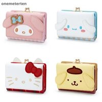 Rten Sanrio Hello Kitty Túi Kawaii Cinnamoroll Kuromi Melody Thời Trang Ví Da PU Cô Gái Dễ Thương Gấp Túi Đựng Thẻ Quà Tặng Sinh Nhật n
