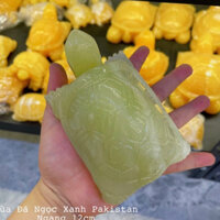Rùa Đá Ngọc Xanh Pakistan 12cm Đá Nguyên Khối Phong Thuỷ
