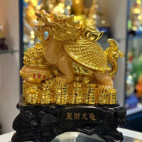 Rùa đầu rồng khủng trên đống vàng - Tụ tài long quy, Tượng bột đá phong thủy C086A