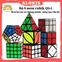 Rubik 4x4, 3x3, 2x2, Rubik Megaminx, Pyranminx,Skewb, Ivy Cube, Mirror Có Sách HDSD- Bộ 8 Món Là Quà Tặng Cho Bé -ALOKIS