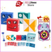 Rubik Thay Đổi Cảm Xúc, Khối Lập Phương Hình Học Kèm Thẻ Hình, Đồng Hồ Cát, Đồ Chơi Giáo Dục