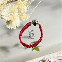 [Ruby Bracelet]Vòng tay ruby hồng bảo thạch cắt giác chất vip màu đỏ hồng mix phối xinh đẹp