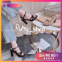 RUBY_SHOP- GIÀY SANDAL CAO GÓT ĐẾ ĐÚP ĐẾ VUÔNG 10CM - SANDAL CAO GÓT QUAI MẢNH DÂY CHÉO GÓT 10 PHÂN  G201013