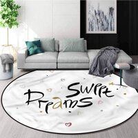 RUGSMAT Sweet Dreams Round Area Rug,Romantic Hearts Bedroom Home Shaggy Carpet Round-71
