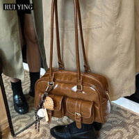Rui YING Vintage Boston Dầu sáp da gối túi bowling hóa đơn túi đeo vai