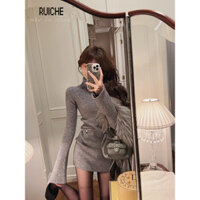 RUICHE váy Đầm váy nữ body đầm Stylish Cute Vintage hàn quốc WLQ23C0447 36Z240905