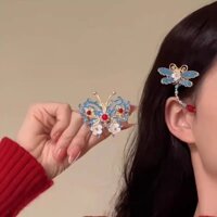 Ruid Mới Phong Cách Trung Hoa Đốt Xanh Bướm Chuồn Kẹp Tóc Phong Cách Trung Hoa Tính Khí Cao Cấp Bên Nổ Kẹp Tinh Tế Kẹp Tóc Mũ Đội Đầu Nữ