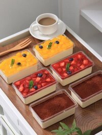 Ruili Tiramisu Hộp Lớp Trong Suốt Mousse Bánh Đậu Nành Sữa Hộp Đóng Gói Món Tráng Miệng Dùng Một Lần