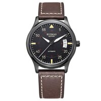 RUIMAS Men Chronograph Automatic Mechanical Watches Business Sapphire Glass Crystal Luminous Military Wristwatch with Genuine Leather Strap (miyota...
