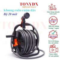 Rulo cuốn dây nước tưới cây dài 20 mét ống dây 3 lớp vòi 8 tia bằng nhựa đủ khớp cút nối nhanh bảo hành 6 tháng Tonydx