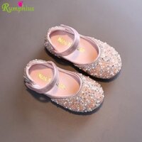 Rumphius Giày Búp Bê Bằng Da Đính Hạt Kim Sa Lấp Lánh Dành Cho Bé Gái Size 21-36