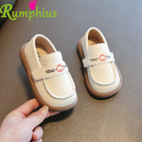 Rumphius Hợp Thời Trang Slip-on Da Giày Đế Bằng Cho Bé Gái Bé Trai Thêu Khủng Long Chống Trơn Trượt Đế Mềm Giày Trẻ Em Size 23-30