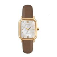 Rumtton White Mother of pearl brown Leather band watch Harbor Gold