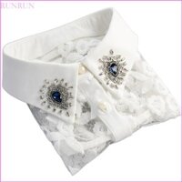 Run Nữ Cho Kim Cương Giả Ren Thêu Áo Sơ Mi Cổ Giả Có Thể Tháo Rời Vòng Cổ Giả