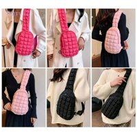 Runrun Túi đeo chéo Quilted thời trang dành cho nữ Puffer Ví ngực Ba lô có đệm