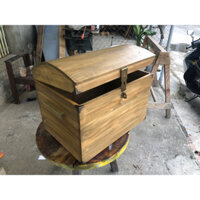 rương gỗ size 50cm rộng 35 cao 40cm - rương nắp vòm gỗ tự nhiên màu giả cũ