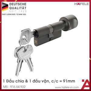 Ruột khóa 1 đầu chìa 1 đầu vặn 91mm đen mờ Hafele 916.64.932