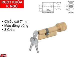 Ruột khóa Häfele 1 đầu chìa 1 đầu vặn 70mm 916.96.664