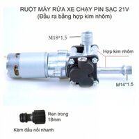 Ruột máy bơm rửa xe chạy pin sạc 21V-AL02, 2 đầu ren ngoài (bằng hợp kim nhôm) kèm đầu nối nhanh nhựa