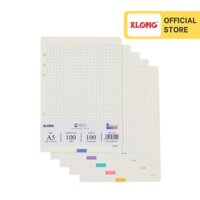 Ruột sổ còng Caro 6x6 mm 5 màu KLONG A5 100 tờ 10076 MS 519