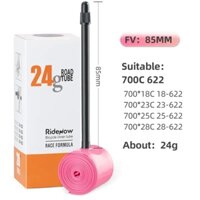 Ruột(Xăm) xe đạp siêu nhẹ nhựa TPU RideNow nặng 24g 700×18/28c van FV dài 85mm