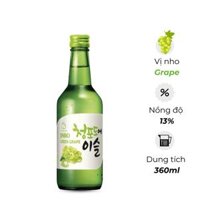 Rượu Soju Hàn Quốc Jinro vị Nho Xanh Green Grape 360ml