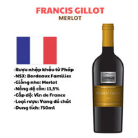 Rượu Vang Pháp Francis Gillot Merlot - Rượu Vang Đỏ - The Best Wine - Red Wine - Vin Rouge