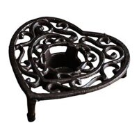 Rustic Cast Iron Teapot Warmer Stable Graceful Hollow Out for Balcony Patio - Heart