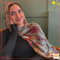 Ruthnissi Khăn choàng in hoa, Khăn trùm đầu thoáng khí bằng vải Cotton Rayon, Khăn trùm đầu dài mềm mại màu nước