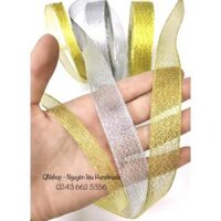 Ruy băng kim tuyến màu vàng, bạc - Màu bạc 5m,Bản rộng 1cm