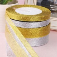 Ruy băng kim tuyến nhũ bạc, vàng 2cm [10 cuộn] 1cm, 4cm, 5mm trang trí handmade, noel, làm nơ, gói quà