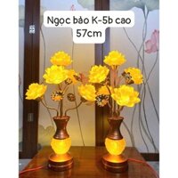 [RV68] Cặp đèn thờ thần tài 5 bông RỒNG VIỆT, đèn thờ gia tiên thân hợp kim cao 57cm