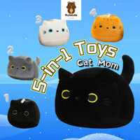 Rytanda✨in stock✨ Black Cat Plush Doll "5 -in- 1"Mèo Teddy Gấu Đồ chơi trẻ em 32cm mèo gối mặt dây chuyền móc khóa búp bê
