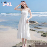 S-2XL Đầm Hai Dây Váy Maxi Đi Biển/ Dự Tiệc Đầm Trắng Xinh Chất Mát Thời Trang Hàn Quốc 2023