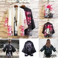 [S-3XL] Áo Khoác Kimono Nhật Bản Tay Lửng Dáng Rộng Mỏng In Hoa Phong Cách Nhật Bản Cho Cặp Đôi