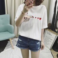 (S-3XL) Mới Hoạt Hình Hàn Quốc Ra Mắt Love In Rời Hoang Dã Nữ Tay Ngắn Nam Và Áo Thun Nữ Áo