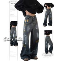 S-3xl Vintage Xanh Đen Xanh nhạt Quần jean thẳng dáng rộng
