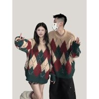 S-3xlchristmas Áo Len Đỏ Nam Nữ Hình Thoi Áo Len Áo Len Cây Giáng Sinh Áo Len Mùa Đông Ấm In Áo Len