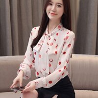 S-4xl Áo Sơ Mi Nữ Tay Dài Nữ Thời Trang Chấm Voan Top Áo Sơ Mi Áo Sơ Mi