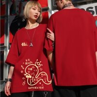 S-8xl Phong Cách Trung Hoa Graffiti Hoạt Hình Rắn Vàng Nhỏ In Hình Cổ Tròn Tay Ngắn Nam Nữ Áo Thun 2025 Năm Rắn Xu Hướng Plus Kích Thước Rời Thường Ngày Năm Phần Tư Tay Áo